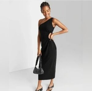 women's one shoulder maxi slip dress - wild fable Women's One Shoulder Maxi Slip Dress Wild Fable Black Size XXL